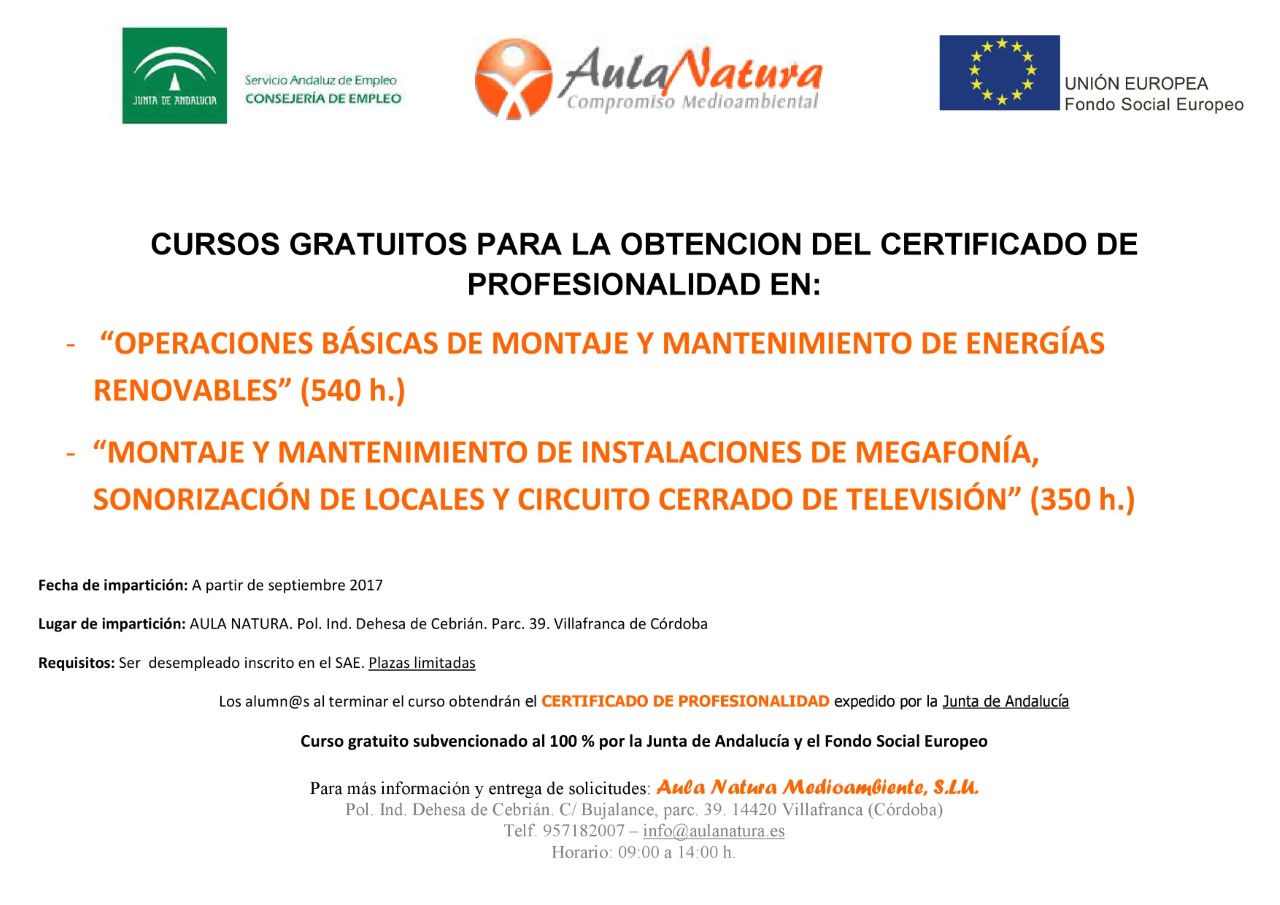 Cursos de formación para desempleados con Certificados de Profesionalidad. 1