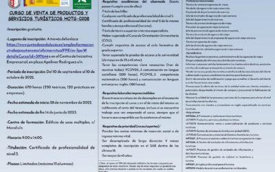 Inscripción CURSO DE VENTA DE PRODUCTOS Y SERVICIOS TURÍSTICOS HOTG-0208