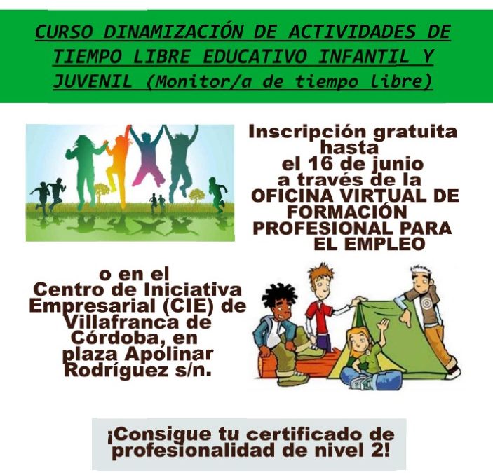 CURSO DE DINAMIZACIÓN DE ACTIVIDADES DE TIEMPO LIBRE EDUCATIVO INFANTIL Y JUVENIL (monitor/a de tiempo libre)